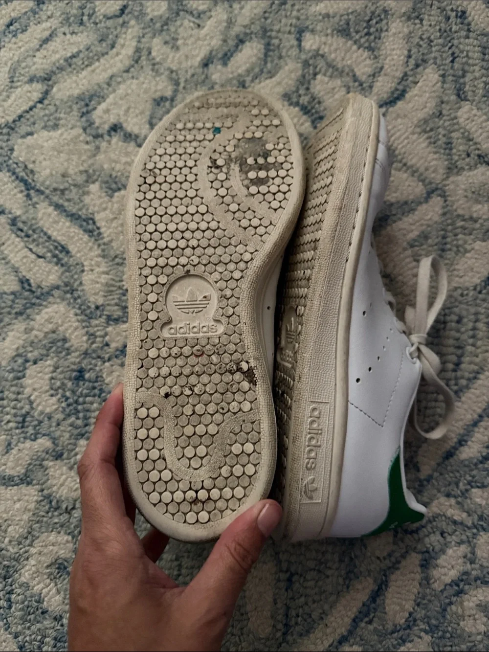 adidas White Leather Sneakers with Green Heel Tab